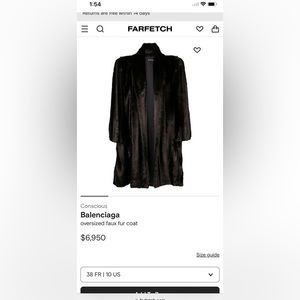 Women’s Balenciaga oversized faux fur coat size 38